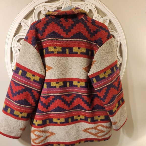Vintage Circle T Multicolored Aztec Tribal Wool Button Up Jacket. - Picture 4 of 10